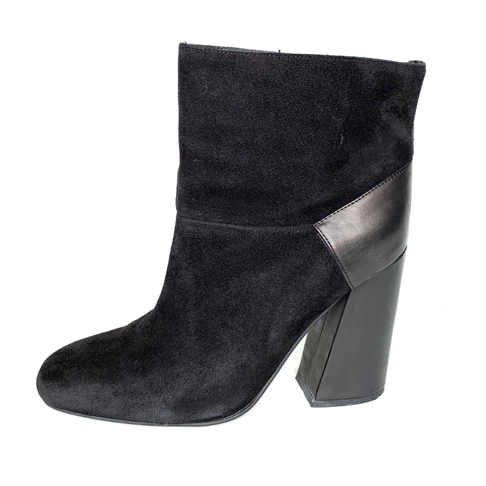 SEE BY CHLOE Luxury Minimalist Black Suede Square Toe Ankle Boots, 39.5/9.5 - Picture 4 of 14